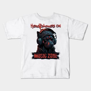 Headphones On, Music Zone - Dog with headphones Kids T-Shirt